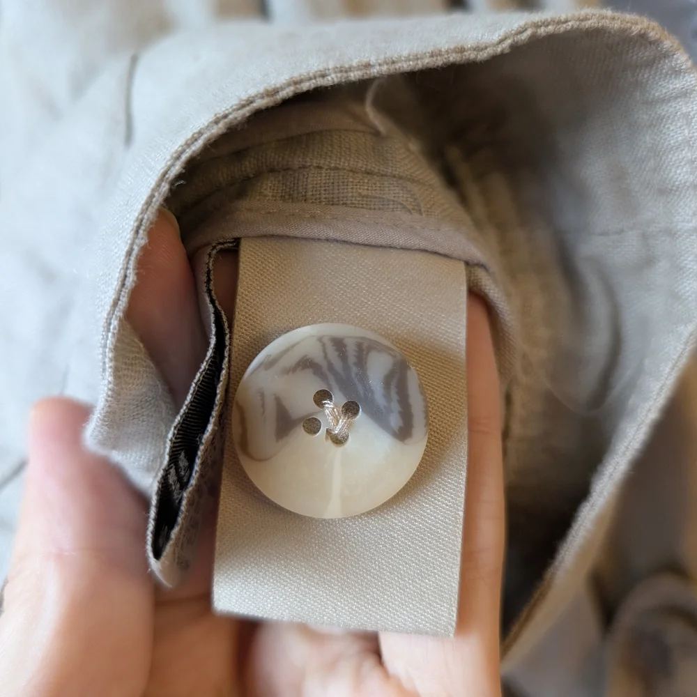 Marvin Richards Women Beige Linen Blazer Jacket Cropped Button Size Medium Boho - Picture 7 of 8